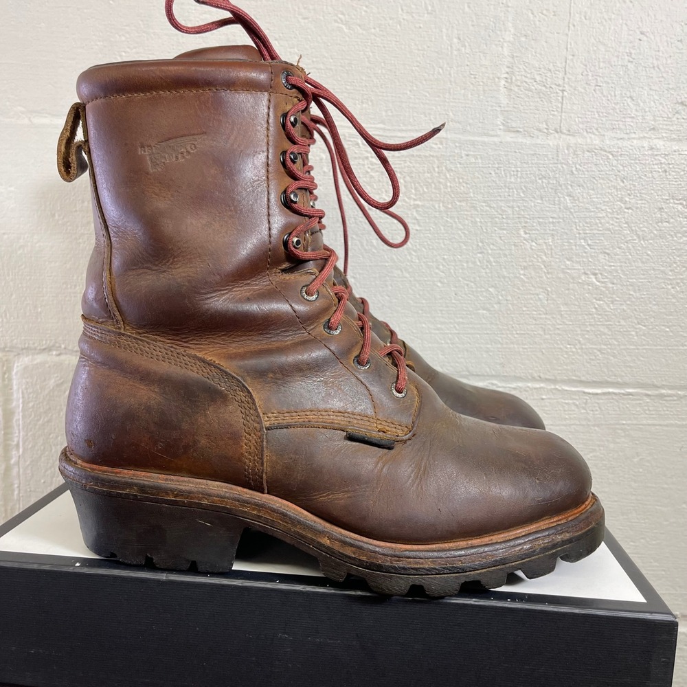 Red Wing 616 Brown Leather Logger Ankle Boots Waterproof Lace up Mens Size 10 D